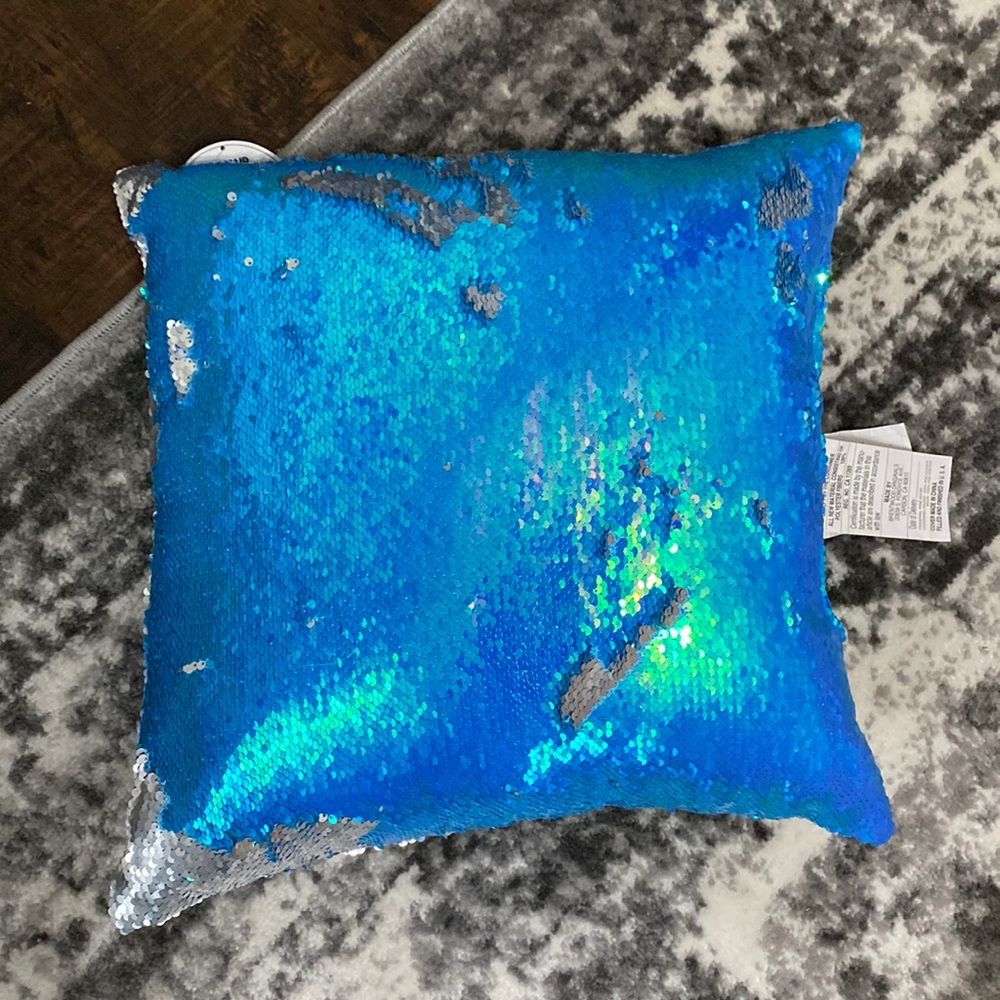 Blue sequins pillow